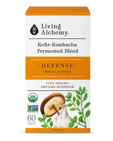 Our Defense supplement is an antioxidant-rich superblend of fermented organic whole food plants and herbs, including ginger, garlic, and thyme.&nbsp;