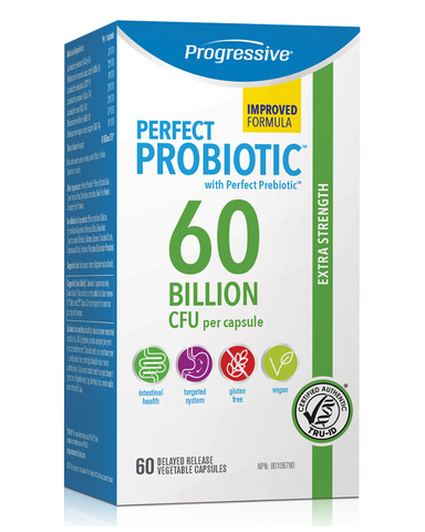 Perfect Probiotic 60 Billion is an extra strength probiotic for daily use and supports digestive health. Featuring 7 probiotic strains and the Perfect Prebiotic blend to support your entire digestive tract in a delayed release vegetable capsule.