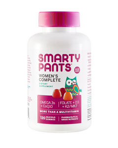 SmartyPants Women's Complete is more than just a multivitamin, it includes ten essential nutrients and omega 3 DHA and EPA fish oil – all in one.