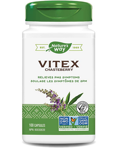 Nature's Way Vitex Chasteberry is used in herbal medicine to relieve the symptoms of premenstrual syndrome (PMS). Nature's Way Vitex Chasteberry is Vegetarian, TRU-ID certified and non-GMO Project verified.