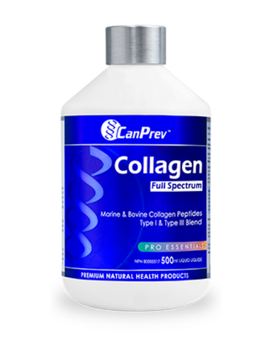CanPrev’s Collagen Full Spectrum Liquid offers a rich source of marine and grass-fed bovine collagen peptides. These peptides act as building blocks for enhanced collagen production in the body.