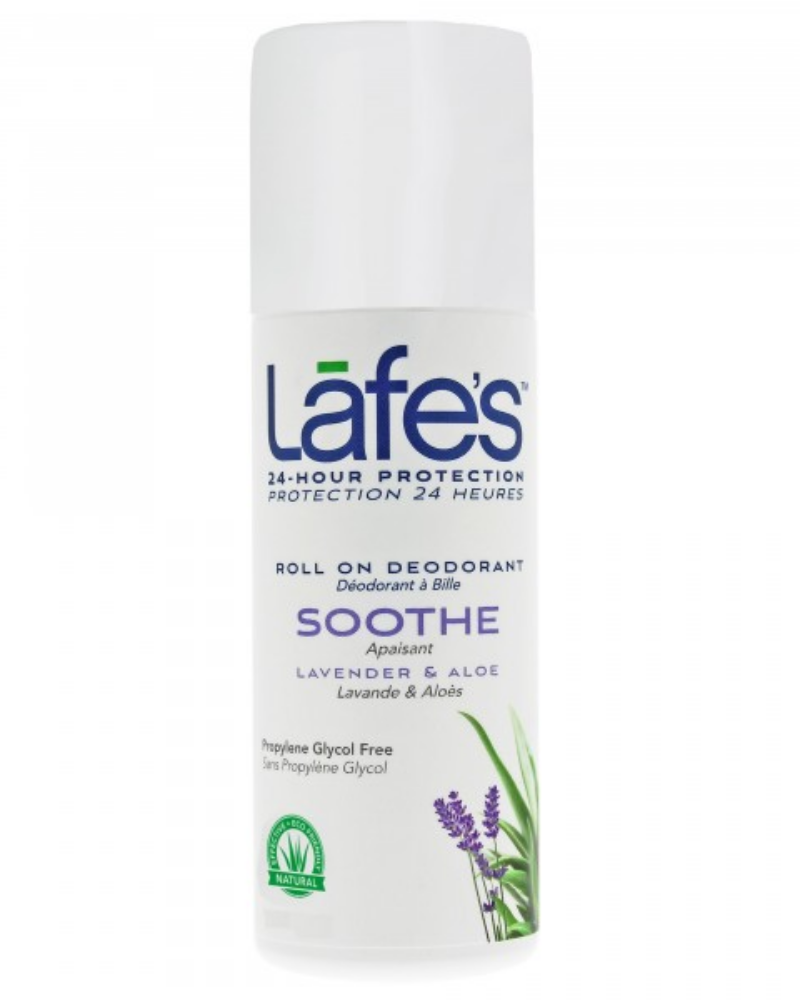 Lafe's deodorant in a convenient roll-on formula. Our lavender scented deodorant is made with lavender essential oils to keep you calm, relaxed, and feeling fresh. Our natural botanical essential oils fight odor-causing bacteria without the use of harmful chemicals. Lafe's roll-on lavender deodorant was chosen as Natural Health Magazine’s Editor’s Pick 2011 for its list of natural ingredients and effectiveness. Lafe's has been honored with several awards, including Natural Solutions “Beauty with a Conscienc