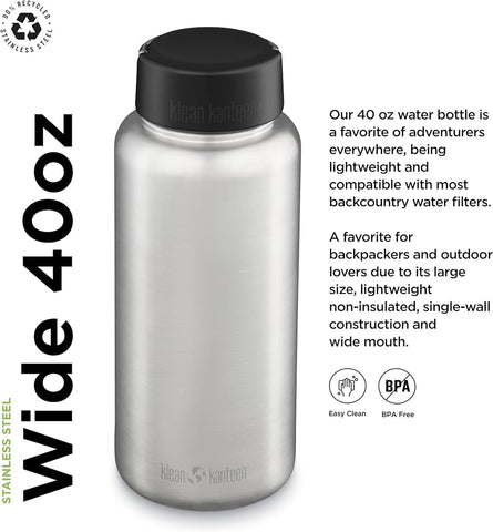 Klean Kanteen Wide Mouth (single wall non-insulated stainless steel)