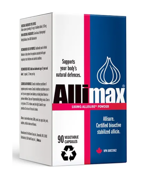 Allimax® is made from fresh, raw garlic. Heads of garlic are specifically selected to ensure that they contain significant enzyme activity (allinase enzyme). Garlic heads are split into cloves, which are left unpeeled and then subjected to crushing, filtration and a temperature controlled extraction process designed to produce pure liquid allicin dissolved in water. No chemical solvents are used.