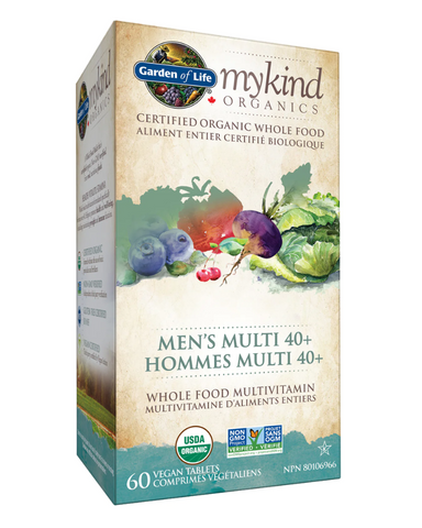 mykind Organics Men’s Multi 40+ is designed for men over 40 years. Made from over 30 powdered organic fruits, vegetables and herbs, it provides 20 vitamins and minerals. Men's Multi 40+ also provides Vitamin B-12 in Methylcobalamin form—a highly absorbable, active, natural form of B-12, for extra energy.
