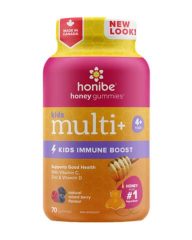 Honibe Multivitamin Plus Immune Gummie Bees for kids provide a boost of vitamin C, vitamin D; zinc for your growing child.