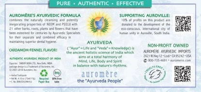 Auromere - Cardamon-fennel Ayurvedic Herbal Toothpaste - 75 ml