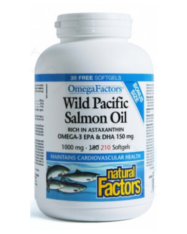 Natural Factors delivers key omega-3 fatty acids in the ratio found in free-swimming salmon. Thousands of studies show the benefits of omega-3 fatty acids for the heart and circulatory system. Natural Factors OmegaFactors Wild Pacific Salmon Oil is extracted from already harvested wild salmon, using parts of the fish that would otherwise be wasted.
