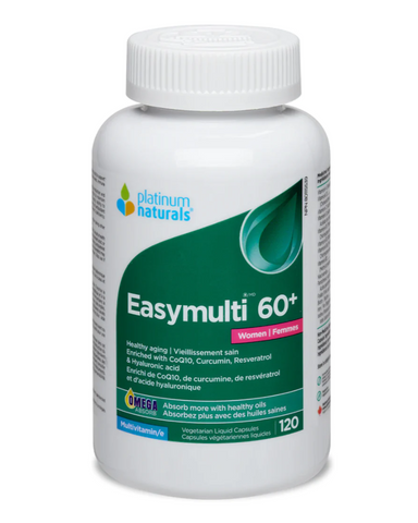 Easymulti 60+ is more than just a multivitamin. It is a comprehensive formula that supports heart, joints, skin & eye health, blood glucose levels, immune function and energy production with potent antioxidants, curcumin, iron, iodine and healthy oils.