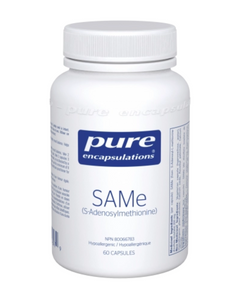 SAMe (S-adenosylmethionine) is a metabolite present in all living cells. It functions as a donor of methyl groups in over 100 different reactions and contributes to the synthesis, activation and/or metabolism of hormones, neurotransmitters, nucleic acids, phospholipids, and proteins. Methyl groups act as a signal throughout the body, regulating genetic expression and cellular function. SAMe also promotes healthy mood balance, as indicated in over 40 clinical studies. 