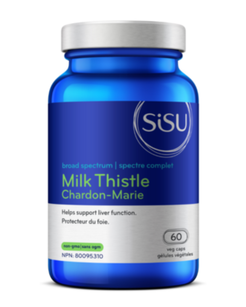 High-potency blend of clinically-studied, standardized seed extract and raw, whole-herb powder familiar to traditional herbal medicine. Milk thistle is commonly used for liver conditions. It contains antioxidants to counteract free-radical producing toxins in the liver. At a dosage of just one vegetarian capsule per day, Sisu Broad Spectrum Milk Thistle is an easy addition to your self-care and body-maintenance routine.