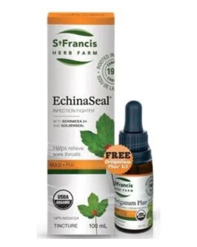 Blending infection fighting echinacea with goldenseal, the EchinaSeal® formula provides a strong herbal approach towards fighting back against common viruses while relieving throat and mouth pain.