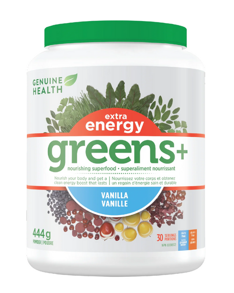 Greens+ Extra Energy has been created to provide you with a clean, natural and steady boost of energy sourced from a synergistic blend of 11 energy-enhancing superfoods, including Japanese green tea extract and organic alfalfa leaf extract. 