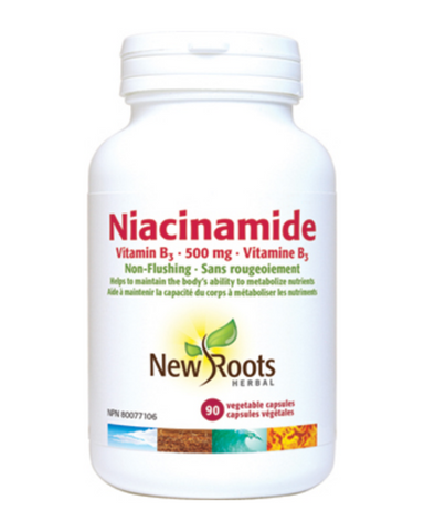 Niacinamide is the flush-free form of vitamin B3 critical for energy metabolism and tissue formation.