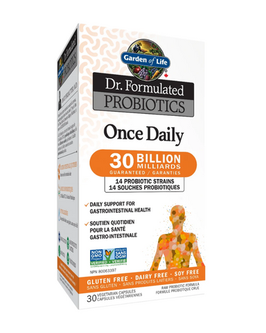 Dr. Formulated Probiotics Once Daily is a unique refrigerated “just one capsule a day” powerful probiotic designed specifically to support a healthy microbiome.