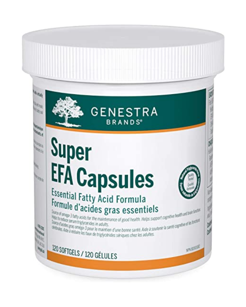 Super EFA Capsules contain a mixture of sardine and anchovy fish oils provided in an EPA:DHA ratio of 1.4:1, which is ideal for helping to reduce serum triglyceride levels. Fish oil supplementation at a minimum daily dose of 100 mg;day of DHA supports cognitive health and brain function. Daily dosages of 150 mg or more of DHA assist in the development of brain, eye, and nerve tissue in children up to 12 years of age.