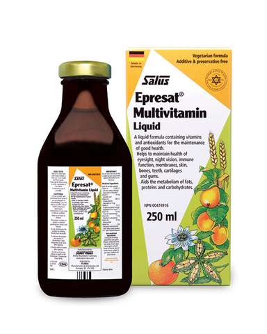 Epresat® liquid formula helps the body to soak up more vitamins, support the immune system, absorb and use calcium, and maintain good health. Its unique liquid formula and delicious taste, sweetened with fruit juices and honey, make it the perfect addition to your healthful routine.