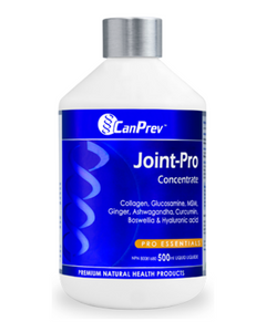 CanPrev’s Joint-Pro Concentrate is a complete joint pain relief formula made with hydrolyzed collagen, hyaluronic acid and glucosamine in a liquid form for optimal absorption and a more versatile dosing method. These naturally occurring compounds are critical components of cartilage, bones, tendons, ligaments and the synovial fluid that cushions the joints. Devil’s Claw, Ginger, Curcumin and Boswellia will work synergistically to reduce pain and swelling.