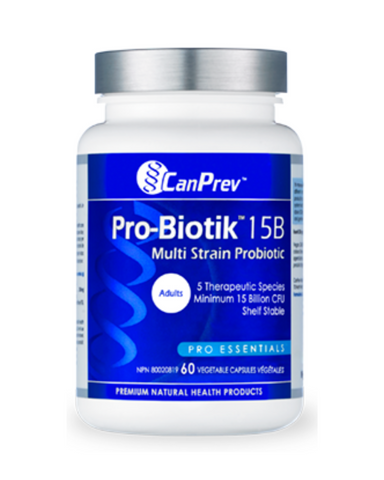  Pro-Biotik™ 15B is completely shelf stable for ease of use anytime, anywhere – no refrigeration is required. At the time of manufacture, CanPrev’s Pro-Biotik™ 15B contains forty billion CFU’s (colony forming units – a measure of friendly bacteria activity). 
