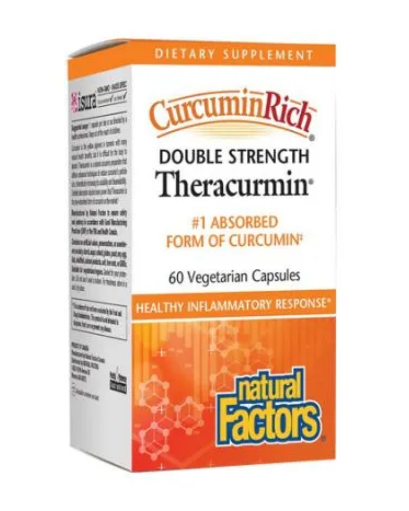 Theracurmin is a precocious new formulation that unlocks the medicinal power of curcumin, the yellow pigment found in turmeric. Theracurmin is 300 times more bioavailable than regular curcumin powder, ensuring a therapeutically hard-hitting level in the blood. The root of the turmeric plant (Curcuma longa), a member of the ginger family, has been in use in India for thousands of years as a traditional Ayurvedic medicine for treating inflammatory conditions, and is the principal spice used in curry.