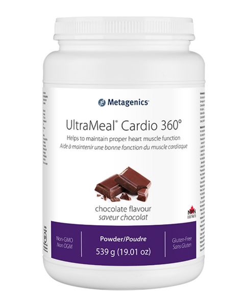 UltraMeal® Cardio 360° is a medical food formulated to provide specialized nutritional support within a nutritional management program for dyslipidemia by supplying a combination of phytosterols, bioavailable xanthohumol from hops (XNT ProMatrix®), beneficial macronutrient profile, 5 g of prebiotic isomalto-oligosaccharides, antioxidant nutrients (vitamins C and E), and a proprietary pea/rice protein base with added amino acids. 