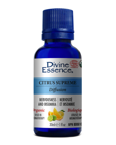 The Citrus Supreme essential oils blend is used in aromatherapy for relieving symptoms associated to mild anxiety, nervousness and insomnia. Add a few drops in a diffuser or in a bath by diluting them with a neutral base. It can also be used for massage therapy when diluted with a carrier oil.