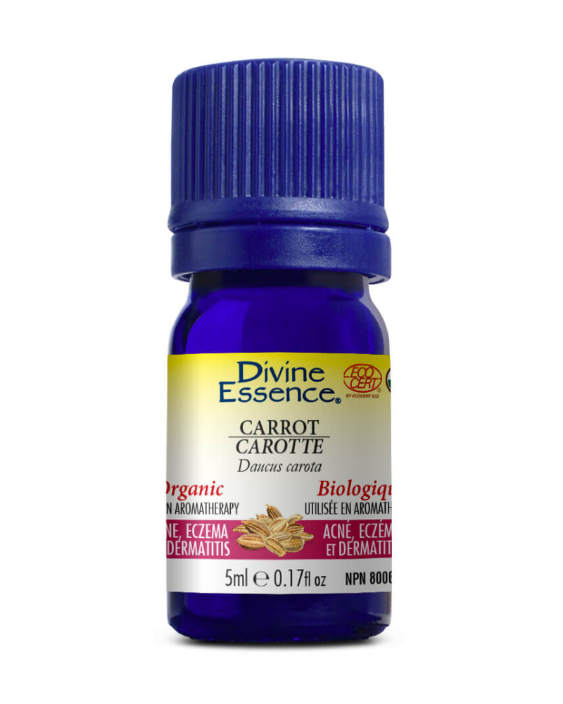 Carrot essential oil is used in aromatherapy for the symptomatic relief of acne, boils, eczema and dermatitis.