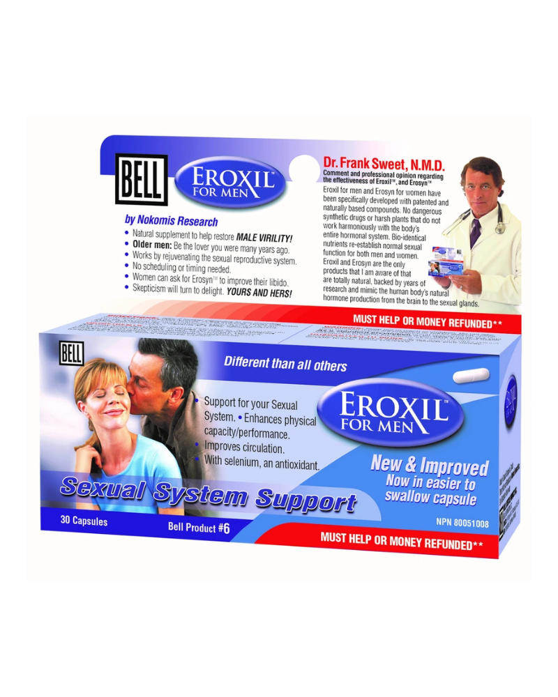 Our New & Improved Eroxil for men comes in capsules and contains the same amount of polyamines and selenium as in the original formula, but is now fortified with herbal power as well! Tribulus terrestris extract, panax ginseng extract and ginkgo biloba extract have all been added to vastly improve the original formula. 