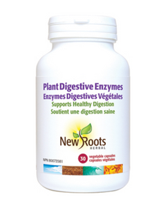 New Roots Herbal’s Plant Digestive Enzymes helps resupply your body with natural plant-digestive enzyme, lost from cooked and processed food. These enzymes digest fats, proteins, carbohydrates, sugars, minerals, grains, and fibres.