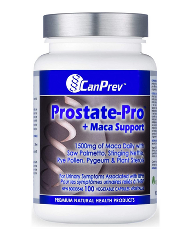 Prostate-Pro™ + Maca Support helps to relieve urologic symptoms associated with early stages of benign prostatic hyperplasia, including difficulty urinating, weak urine flow, incomplete voiding and frequent day and nighttime urination.