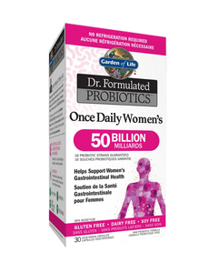 Dr. Formulated Probiotics Once Daily Women’s is a unique “just one capsule a day” Shelf-stable probiotic designed specifically to support a healthy microbiome and women’s specific health needs.
