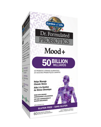 Formulated for those seeking to manage their mood and support relaxation, Dr. Perlmutter created Mood+ with clinically studied probiotics (16 probiotic strains and 50 billion CFU), prebiotic fibre from premium Organic Acacia (A. Senegal), Organic Ashwagandha and Organic Alaskan Blueberries.