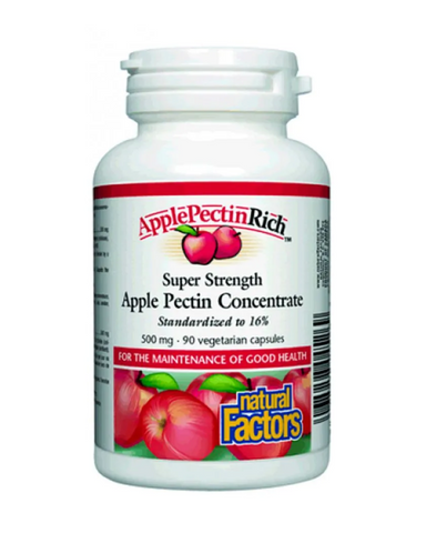 Natural Factors ApplePectinRich® Super Strength bundles the healthy goodness of apples and green tea into a convenient capsule for effective antioxidant protection. The super strength formula is standardized to 16% apple pectin, and 10 mg of standardized green tea extract provides enhanced antioxidant protection. Each 500 mg capsule provides 300 mg of fibre.