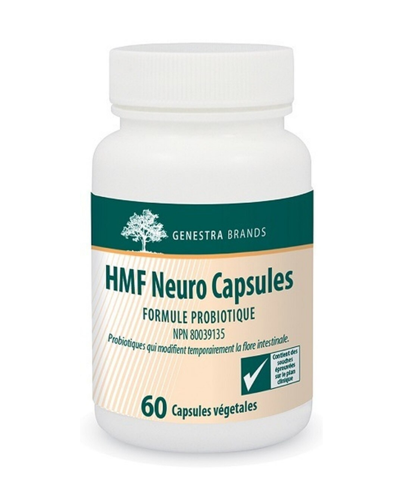 Genestra HMF Neuro Capsules is a combination of five strains of proprietary human-sourced probiotics and the amino acid L-glutamine. 