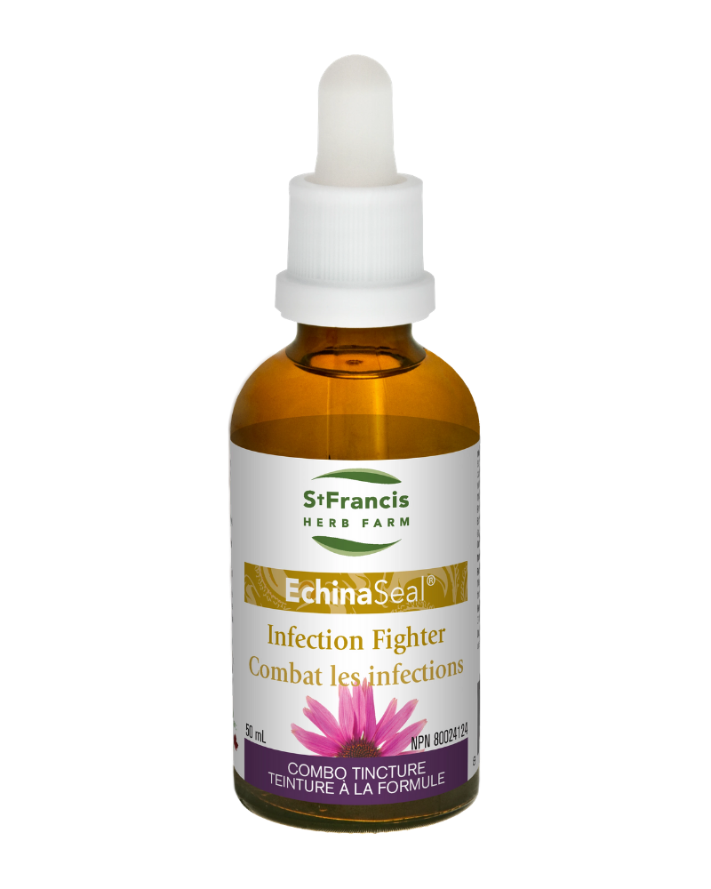 Help relieve mouth and throat infections, as well as sore throat, with our EchinaSeal Tincture. Take our EchinaSeal Tincture formula if you’re fighting a cold or flu or if you have a sore throat.