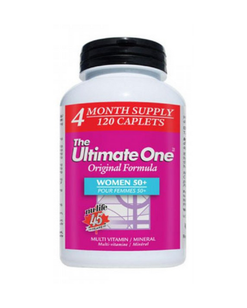 Nu-Life Ultimate One for Women over 50 provides a complete combination of vitamins and minerals in a super absorbable form. Ultimate One 50+ for women is enhanced with optimal levels of calcium and magnesium for skeletal health, plus antioxidants to protect immunity and help slow aging and digestive enzymes for complete assimilation.