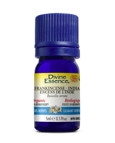 Frankincense - India essential oil is used in aromatherapy as nerve calming, to help relieve cold and cough symptoms.