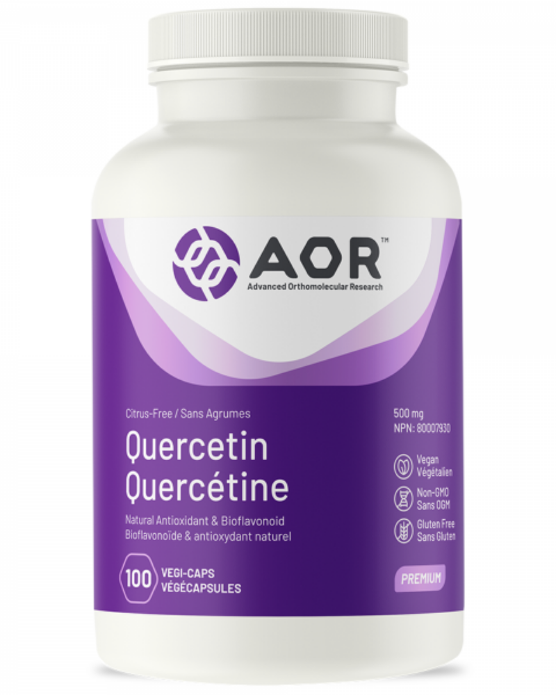 ﻿AOR Quercetin is the flavone aglycone (non-sugar-bound) form of the polyphenolic flavonoid rutin. Quercetin is the major bioflavonoid in the human diet and an antioxidant for the maintenance of good health.