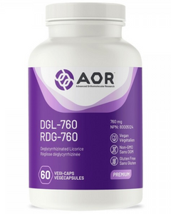 AOR’s DGL-760 is ideal for anyone suffering from symptoms of bowel inflammation such as abdominal cramping, heartburn, bloating, gas, diarrhea and constipation.  DGL-760 reduces the risk of developing ulcers without the blood pressure raising effects of other licorice supplements.