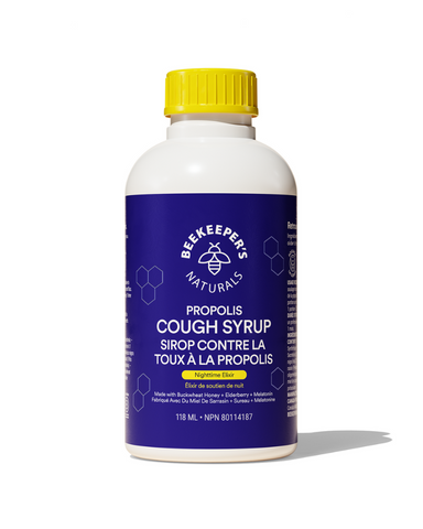 THE CLEAN COUGH SYRUP OF YOUR DREAMS - Propolis Cough Syrup Nighttime, With Buckwheat Honey, Elderberry + Melatonin for Immune Support