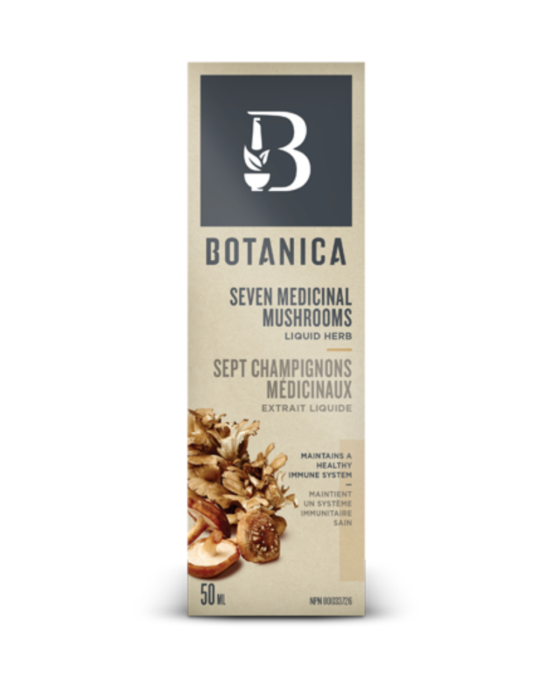 Botanica Seven Medicinal Mushrooms Liquid Herb helps to bring balance to all aspects of immune health, while reducing the overall impact of stress on the body.  Mushrooms have a long history of use as tonic remedies in Chinese medicine. They have been known to help the body’s immune system and promote enzymes to support digestion and absorption of nutrients. Mushrooms also help reduce stress and fatigue.  Unique liquid herbs are crafted through an advanced spagyric process to create the most bioavailable he