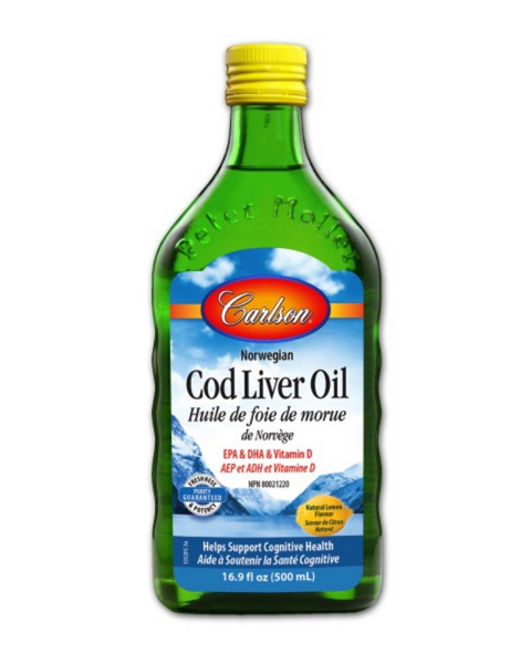 Carlson Cod Liver Oil is bottled with a touch of natural vitamin E and excess oxygen is removed to prevent oxidation. It's then shipped to us and is tested by an independent, FDA-registered laboratory for freshness, potency, and purity. Each teaspoon of liquid Cod Liver Oil contains 1,100 mg of omega-3s, providing vitamins A and D, as well as EPA and DHA, which helps support cognitive health and maintain eyesight, skin membranes, and immune function.