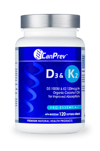 CanPrev’s D3 & K2 has been reformulated with K2Vital, a unique form of MK-7 that is soy-free, plant sourced, and 100% trans form, yielding a pure, bio-active form of vitamin K2 MK-7. The D3 & K2 softgels are suspended in a medium chain triglyceride base made from organic coconut oil. Coconut oil is a stable fatty acid that enhances the absorption of fat-soluble nutrients, such as vitamins D and K. Get the benefits of a sunshine vacation every day of the year with CanPrev’s D3 & K2 softgels.