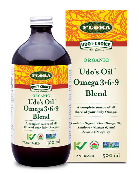 ﻿Udo’s Oil® Omega 3-6-9 Blend is a foundational oil that provides the omega-3 and omega-6 essential fatty acids (EFAs) the body needs but cannot make on its own – they must be obtained from our diet. This plant-sourced, organic unrefined oil blend is designed to provide the ideal 2-to-1 ratio of omega-3 and omega-6 fatty acids. Award-winning Udo’s Oil® Omega 3•6•9 Blend contains all the good fats you need without the bad fats you should avoid, with natural, unrefined oils from fresh, certified organic flax,