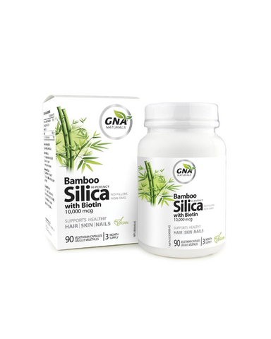 Bamboo Silica with Biotin is the most concentrated natural plant based source of silica (at 70%) for your body. Research has shown that silica helps thicken hair, improve skin quality, protects skin from acne, and strengthens nails, along with aiding in joint and heart health. Research out of UCLA demonstrated that silica is absolutely essential for the body to create and maintain collagen. Collagen is the tough fibrous material that holds the body together.
