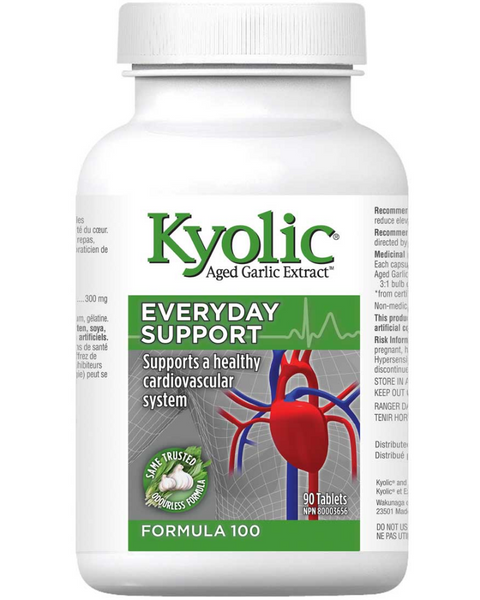 Kyolic Aged Garlic Extract™ begins with 100% organically† grown garlic from California. It is then aged to perfection in a unique extraction process to eliminate odour and create beneficial compounds found only in Kyolic.