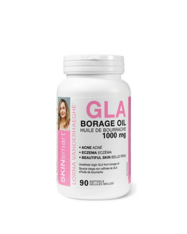 Lorna Vanderhaeghe - GLA Borage Oil 90 Softgels - By supplementing with GLA, we can increase skin moisture and provide relief from symptoms of eczema, psoriasis, rosacea, dermatitis, cradle cap, acne and dry skin.