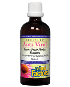 Natural Factors ECHINAMIDE Anti-Viral Potent Fresh Herbal Tincture harnesses the power of nature to help you fight viruses. A proprietary blend of clinically proven ECHINAMIDE with well-researched anti-viral herbs, this formula relieves symptoms and helps the immune system deliver a more potent viral-fighting punch.