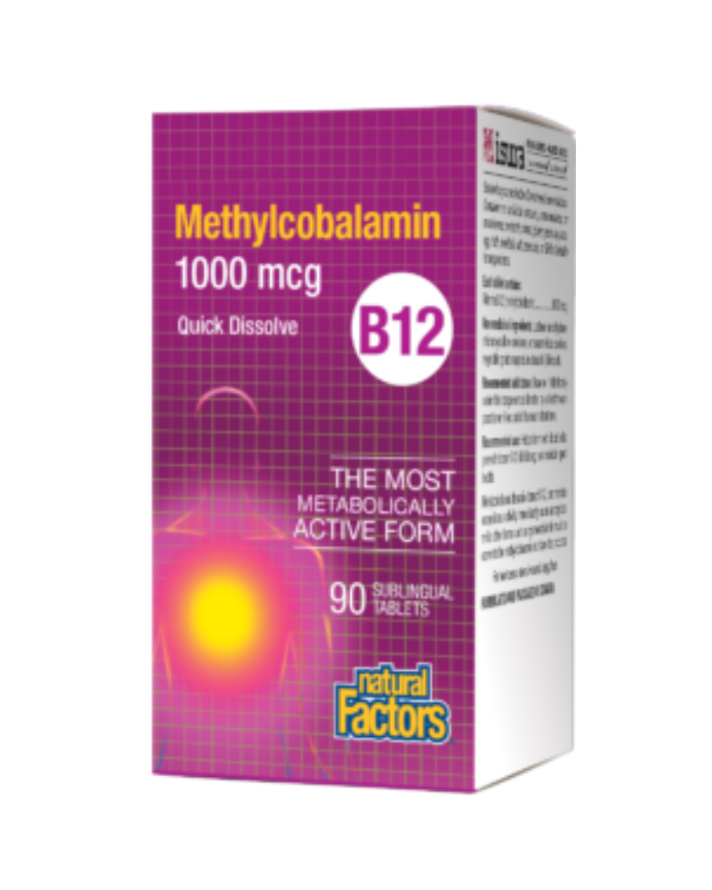 Natural Factors B12 Methylcobalamin is the biologically active form of vitamin B12, the form most readily absorbed into the body. It is a water-soluble vitamin that is necessary for various bodily processes, including energy production, nervous system function, and production of genetic materials DNA and RNA.