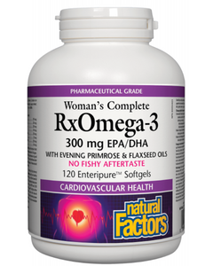 Women's Complete RxOmega-3 is a full-spectrum essential fatty acid supplement designed to promote optimal health for women. It provides the essential omega-3 fatty acids DHA, EPA, and ALA, as well as beneficial omega-6 fatty acid GLA, in the right balance for the requirements of women of all ages.